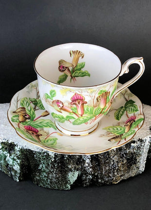 Royal Albert Teacup with Saucer. Tea Set with Jack- in-a-Pulpit. Intricate Handle and Scalloped Saucer , Made in England.