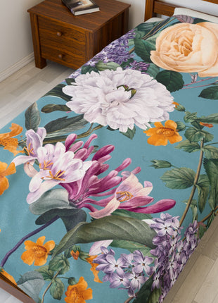 Velveteen Plush Blanket - Vintage Italin Summer Floral Design