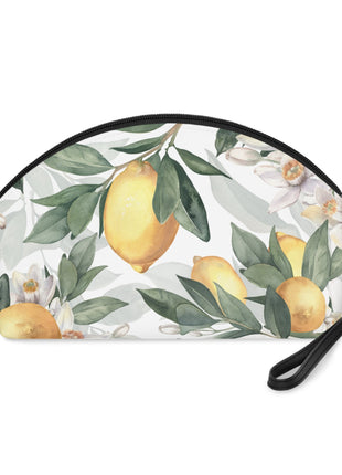 Mediterranean Lemon Blossom Makeup Bag — Citrus Floral Cosmetic Pouch