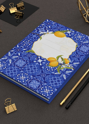 Mediterranean Tiles & Lemons Hardcover Journal — Notebook with Lined Pages