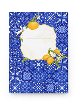 Mediterranean Tiles & Lemons Hardcover Journal — Notebook with Lined Pages