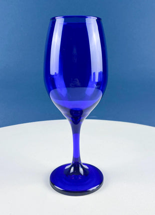 Cobalt Blue Wine Glasses. Set of 8 Stemware. Dark Blue Modern Glassware. Holiday Celebration. Fine Dining.