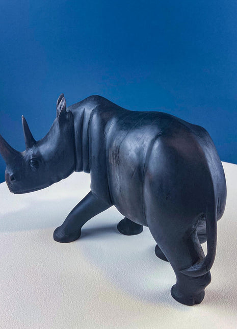 African Rhino Carved Wood Sculpture. Figurine for Animal & Safari Lovers. Wildlife Statue. Gift for Him, Dad, Friend. Ethnic Art Home Decor.