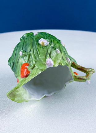 Antique Bisque Porcelain Pitcher Creamer Jug Covered in 3D Flowers and Berries. Bavaria Royal Bayreuth Modern Farmhouse. Dining Room Decor.