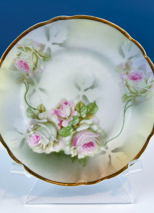 Antique Hand-Painted Plate Collection. Set of 3 German & Austrian Rose Motifs. Home and Garden Decor. Tea Hosting. Wall Art.