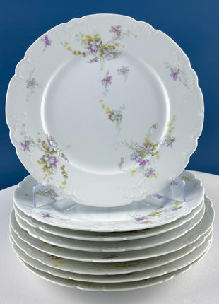 Antique Limoges J.Pouyat Dish Set. Floral Motif Violets. Shabby Chic Home Decor. French Country Serveware.