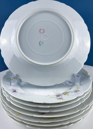 Antique Limoges J.Pouyat Dish Set. Floral Motif Violets. Shabby Chic Home Decor. French Country Serveware.