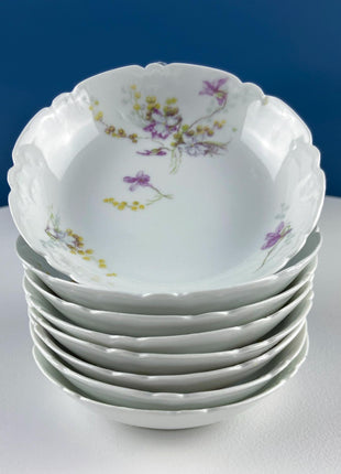 Antique Limoges J.Pouyat Dish Set. Floral Motif Violets. Shabby Chic Home Decor. French Country Serveware.