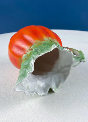 Antique Porcelain Pitcher Creamer Jug Shaped like Tomato Pumpkin. Bavaria Royal Bayreuth Porcelain. Modern Farmhouse. Dining Room Decor.