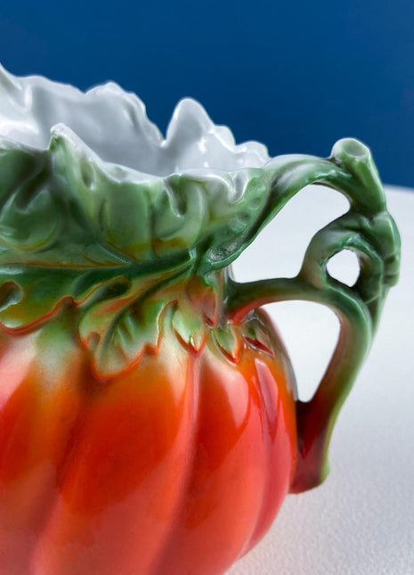 Antique Porcelain Pitcher Creamer Jug Shaped like Tomato Pumpkin. Bavaria Royal Bayreuth Porcelain. Modern Farmhouse. Dining Room Decor.
