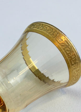 Antique Tiffin Sherry Cordial Sweet Wine Fluted Glasses with Gold Embossed Rims. Set of 8. Dining Room Table Decor. Holiday Celebration.