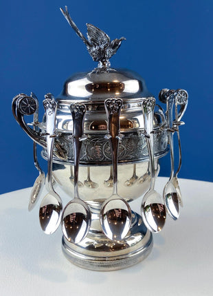 Benedict MFG CO. 67 Quadruple Silver Plate Sugar Spooner, Caviar Relish Fruit Spread Server. Victorian Collectible Bowl. Hosting Essentials.