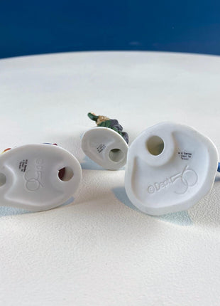 Christmas Village Accessories Figurines by Dept. 56. Apple and Wreath Sellers. Set of 3. Seasonal Home or Retail Display.