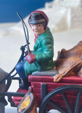 Christmas Village Accessories by Department 56. Bringing Fleeces to the Mill, 1997. Seasonal Decor for Home or Retail.