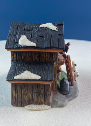 Christmas Village Chicken Coop. Illuminated Porcelain Accessory by O'Well. Seasonal Home or Retail Decor.