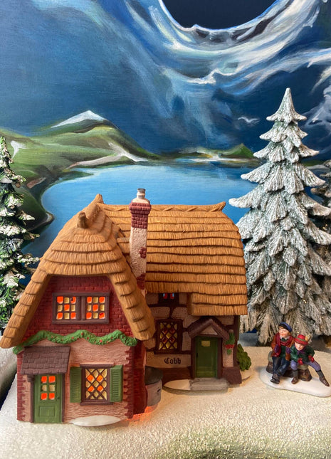 Illuminated Christmas Village Cobb Cottage Dept. 56. Dickens' Village. Seasonal Home Retail Decor. Kids Room Night Light. Gift for Him Her.
