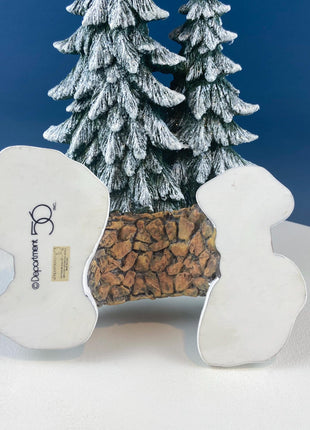 Christmas Village Stone Bridge by Dept. 56. Porcelain Bridge with Pine Trees. Holiday Seasonal Home or Retail Decor.