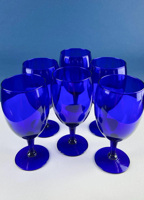 Cobalt Blue Glass Water Goblets. Set of 6 Modern Stemware. Dark Blue Minimal Glassware. Serveware. Dining Room. Gift for Him or Her.