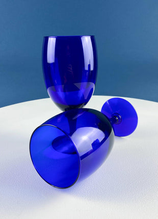 Cobalt Blue Glass Water Goblets. Set of 6 Modern Stemware. Dark Blue Minimal Glassware. Serveware. Dining Room. Gift for Him or Her.