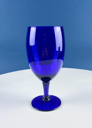 Cobalt Blue Glass Water Goblets. Set of 6 Modern Stemware. Dark Blue Minimal Glassware. Serveware. Dining Room. Gift for Him or Her.