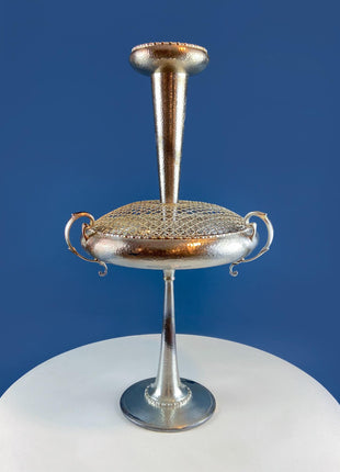 Extra Tall Silver Plated 2 Level Flower Fruit Vase Epergne. Hosting Essential. Antique Table Centerpiece. Transforms.