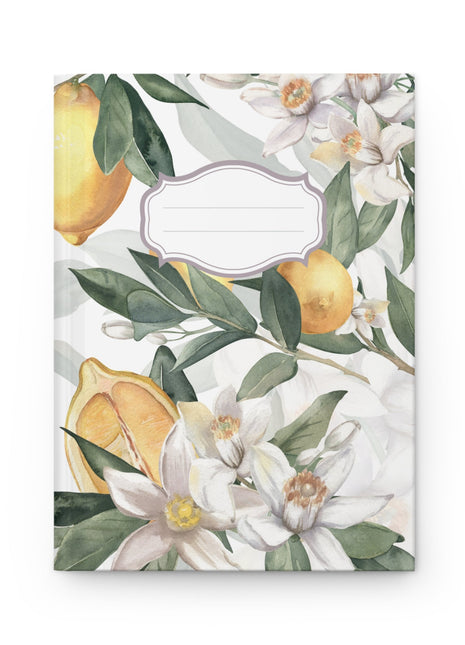 Italian Lemons Mediterranean Design Notebook with lemon and flowers