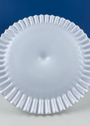 Vintage Hobnail Milk Glass Cake Stand. White 13" Cake Serving Stand with Ruffled Edge. Wedding Birthday Holiday Celebration. Dining Rm Decor