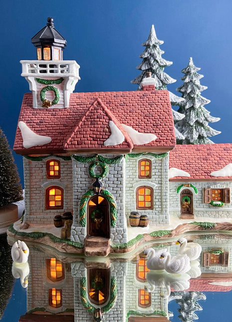 Illuminated Porcelain Christmas Village House. Harborside Village. Limited Edition. O'Well. Night Light. Home or Retail Display.