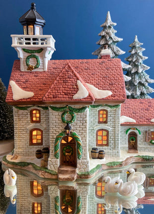 Illuminated Porcelain Christmas Village House. Harborside Village. Limited Edition. O'Well. Night Light. Home or Retail Display.