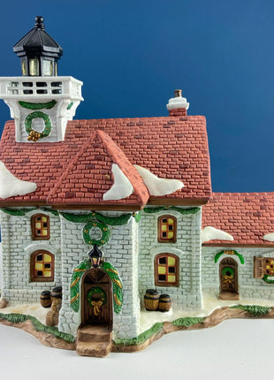 Illuminated Porcelain Christmas Village House. Harborside Village. Limited Edition. O'Well. Night Light. Home or Retail Display.