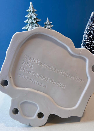 Illuminated Stoney Bridge Church by Santa's Workbench Collection. Victorian Series. Christmas Village Building. Porcelain Lighted House.