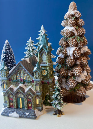 Large 14.5" Tall Pine Cone Tree. Christmas Village Accessory. Holiday Decor. Rustic Home Wood Cabin Display. Kids Room. Gift for Him Her.