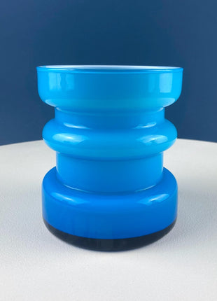 Set of 2 Modern Aqua Blue Geometrical Vases Ornamental Art Glass. Home Office or Retail Decor. Interior Design Ideas. Gift for Him or Her.