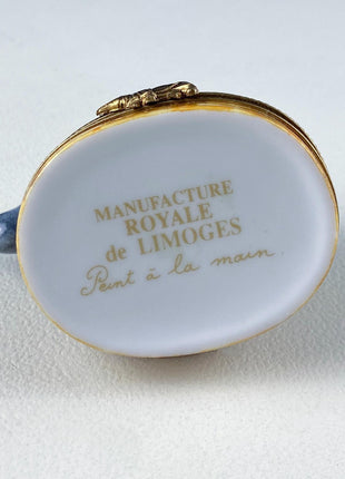 Mom and Baby Rhinos Vintage Retired Limoges Miniature Box. Collectible Porcelain & Brass Trinket Ring Pill Box. African Safari Design.