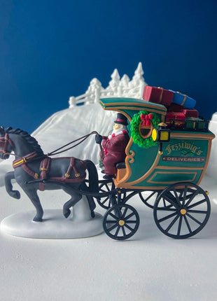 Porcelain Christmas Village Accessory. "Fezziwig's Deliveries" by Dept 56. Seasonal Decor. Collectible Gift for Him or Her.