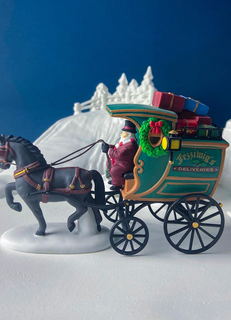 Porcelain Christmas Village Accessory. "Fezziwig's Deliveries" by Dept 56. Seasonal Decor. Collectible Gift for Him or Her.