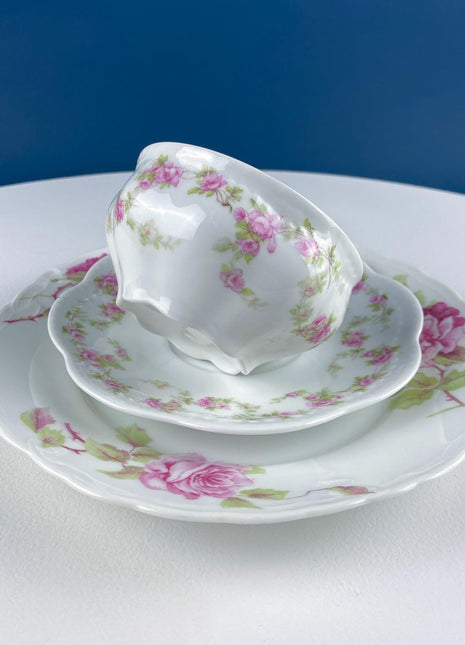 Antique Porcelain Tea Cup and Saucer Trio. Hand-Painted Roses by M&Z Austria and Rosenthal. Home Decor. Tea Hosting Essentials.