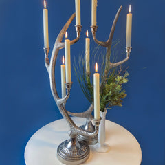 Stainless Steel Antler Candle Holders. Set of 2. Dining Room Table Centerpiece. Rustic, Lodge Inspired, Cabin Style, Hunting Themed.