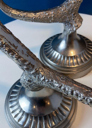 Stainless Steel Antler Candle Holders. Set of 2. Dining Room Table Centerpiece. Rustic, Lodge Inspired, Cabin Style, Hunting Themed.