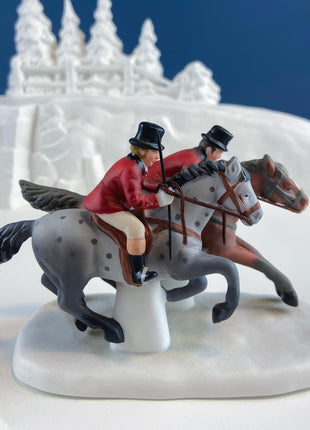 Tally Ho Hunting Scene. Christmas Village Accessories by Department 56. Seasonal Decor for Home or Retail. Set of 3.