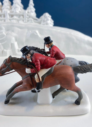 Tally Ho Hunting Scene. Christmas Village Accessories by Department 56. Seasonal Decor for Home or Retail. Set of 3.