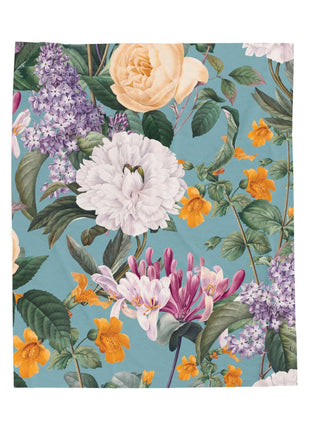 Velveteen Plush Blanket - Vintage Italin Summer Floral Design