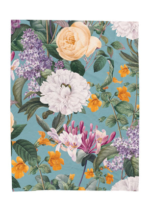 Velveteen Plush Blanket - Vintage Italin Summer Floral Design