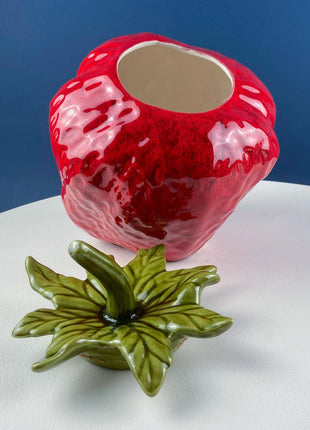 Vintage 1975 Strawberry Cookie Storage Jars. Set of 2 Collectible Canisters. Red Kitchen Craft Kids Room Decor. Gift for Mom, Dad, Friend.