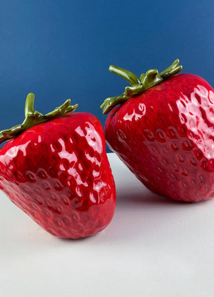 Vintage 1975 Strawberry Cookie Storage Jars. Set of 2 Collectible Canisters. Red Kitchen Craft Kids Room Decor. Gift for Mom, Dad, Friend.