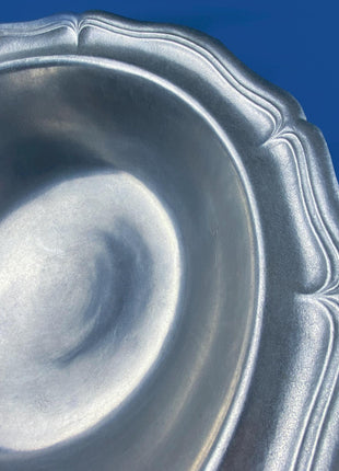 Vintage 20" Wilton Armetale Metal Bowl with Scalloped Edge. Basin Size Food Safe Durable Tarnish Resistant. From Grill to Table Serveware.