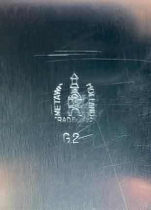 Vintage 6 Piece Pewter Coffee & Tea Serving Set with Filigree Tray. Metawa, Holland. Mid Century Modern Early Art Deco. Rattan Bamboo Handle