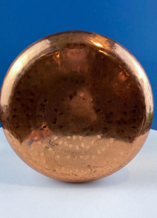 Vintage Copper Cauldron. Large Hand Pounded Bucket with Wrought Iron Handle. Hand Hammered Rustic Home Dining Room Decor. Gift for Him Her.