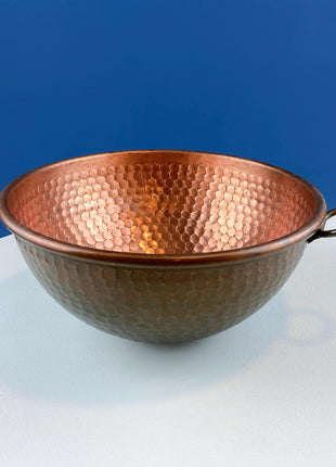 Vintage Copper Hand Pounded Bowl with Handle. For Kitchen Use or Display. Modern Farmhouse. Dining Room Table Decor. Gift for Him or Her.