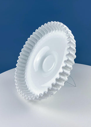 Vintage Fenton Hobnail Serving Bowl Fruit Stand. Fluted Outer Wall. Mid-C Modern Collectible Milk Glass. Dining Room Kitchen Table Decor.